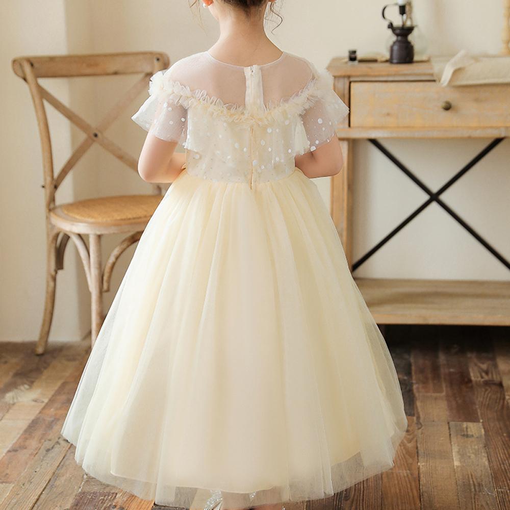 Girls Mesh Wedding Long Princess Dress Performance Costume Dresses