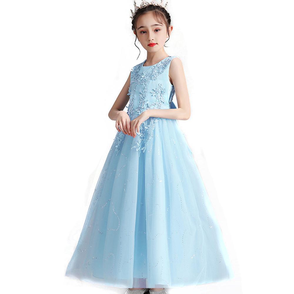 Kids Princess Evening Dresses Girls Long Tutu Sleeveless Mesh Dress