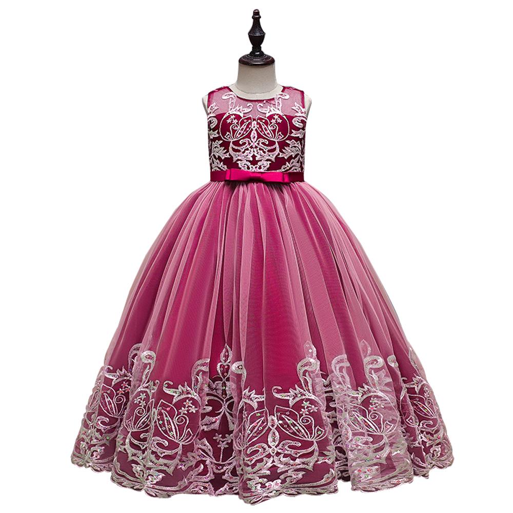 Kids Princess Evening Dresses Girls Sleeveless Long Tutu Mesh Dress