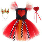 Alice Queen Of Hearts Costume Skirts Tulle Dress Kids Clothing Cosplay Role Play for Girls