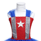 Captain America Superhero Cosplay Costume Kids Princess Dress Halloween Birthday Party for Girls