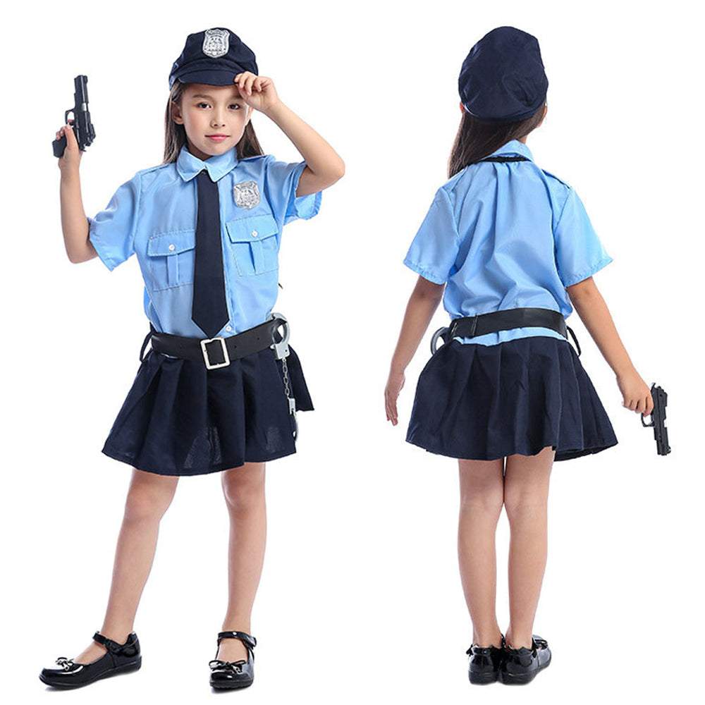 Police Officer Uniform Cool Halloween Cosplay Costume Set for Girls