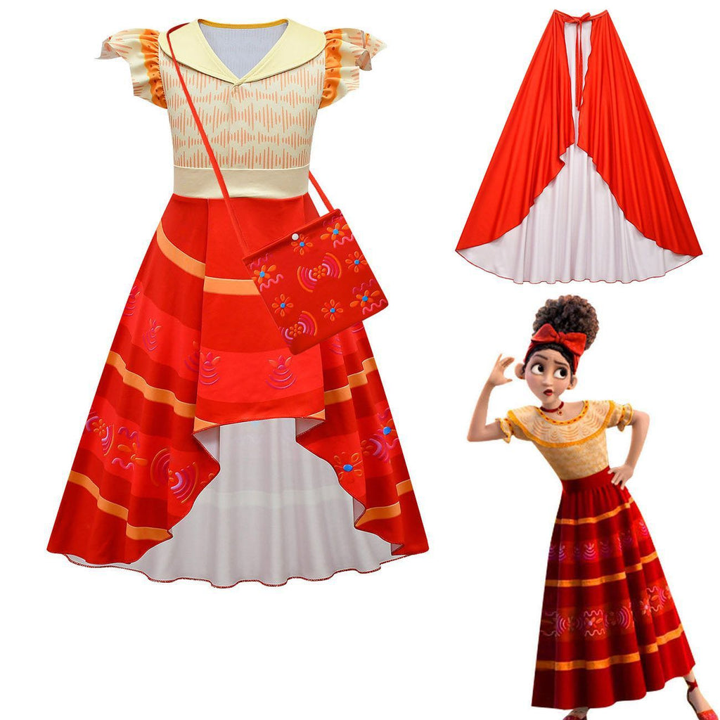 Encanto Dolores Dress Kids Ruffle Flutter Sleeve Festival Costume Outfits