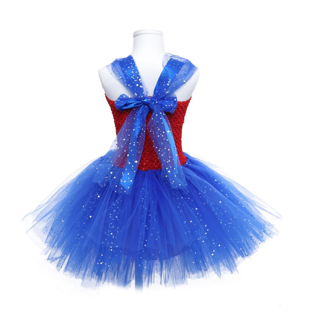 Captain America Superhero Cosplay Costume Kids Princess Dress Halloween Birthday Party for Girls