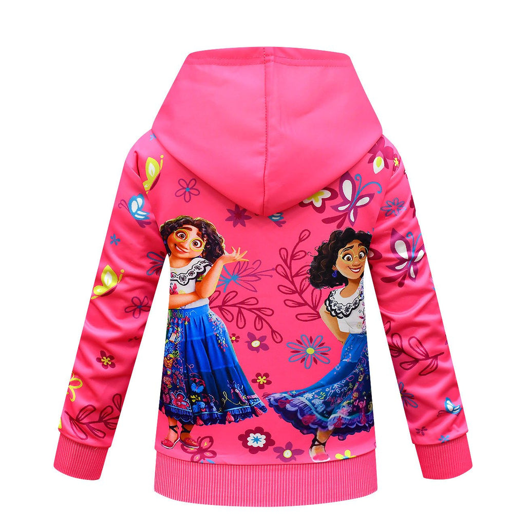 Encanto Hoodie Zip Up Jackets for Girls Outdoor Cartoon Hooded Sweatshirt