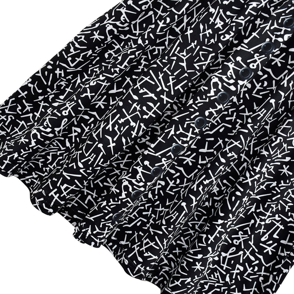 Wednesday Costume The Addams Family Cosplay Lapel Print Dress For Kids - Azufun