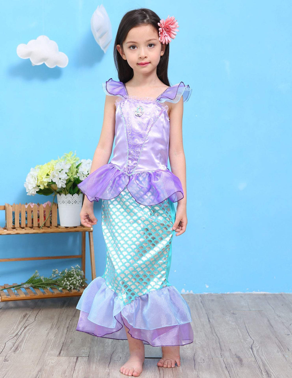 The Little Mermaid Ariel Princess Kids Girl Dress Cosplay Costume