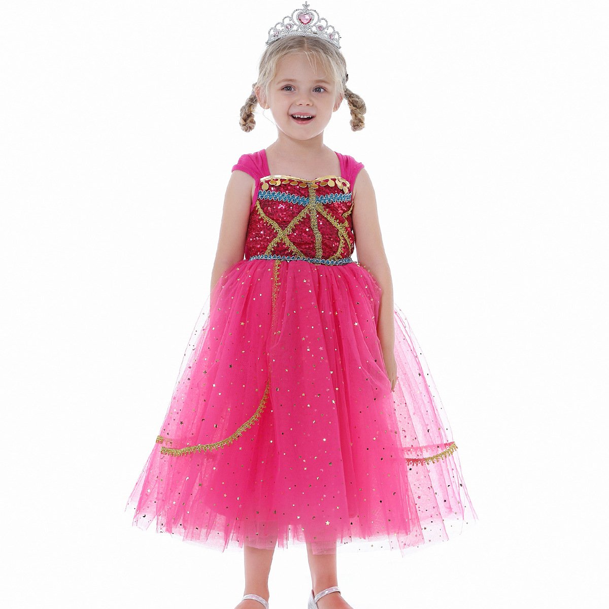 Aladdin Princess Cosplay Costume Dress Skirt Jasmine Birthday Halloween Party Mesh Outfit for Girls