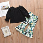 Toddler Baby Girl St. Patrick's Day Outfit Long Sleeve Sweatshirt Tops with Flare Pants