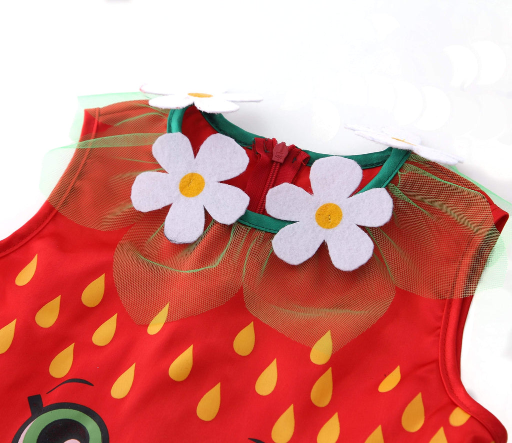 Red Shopkins Strawberry Dress Girls Costume Halloween Children's Day
