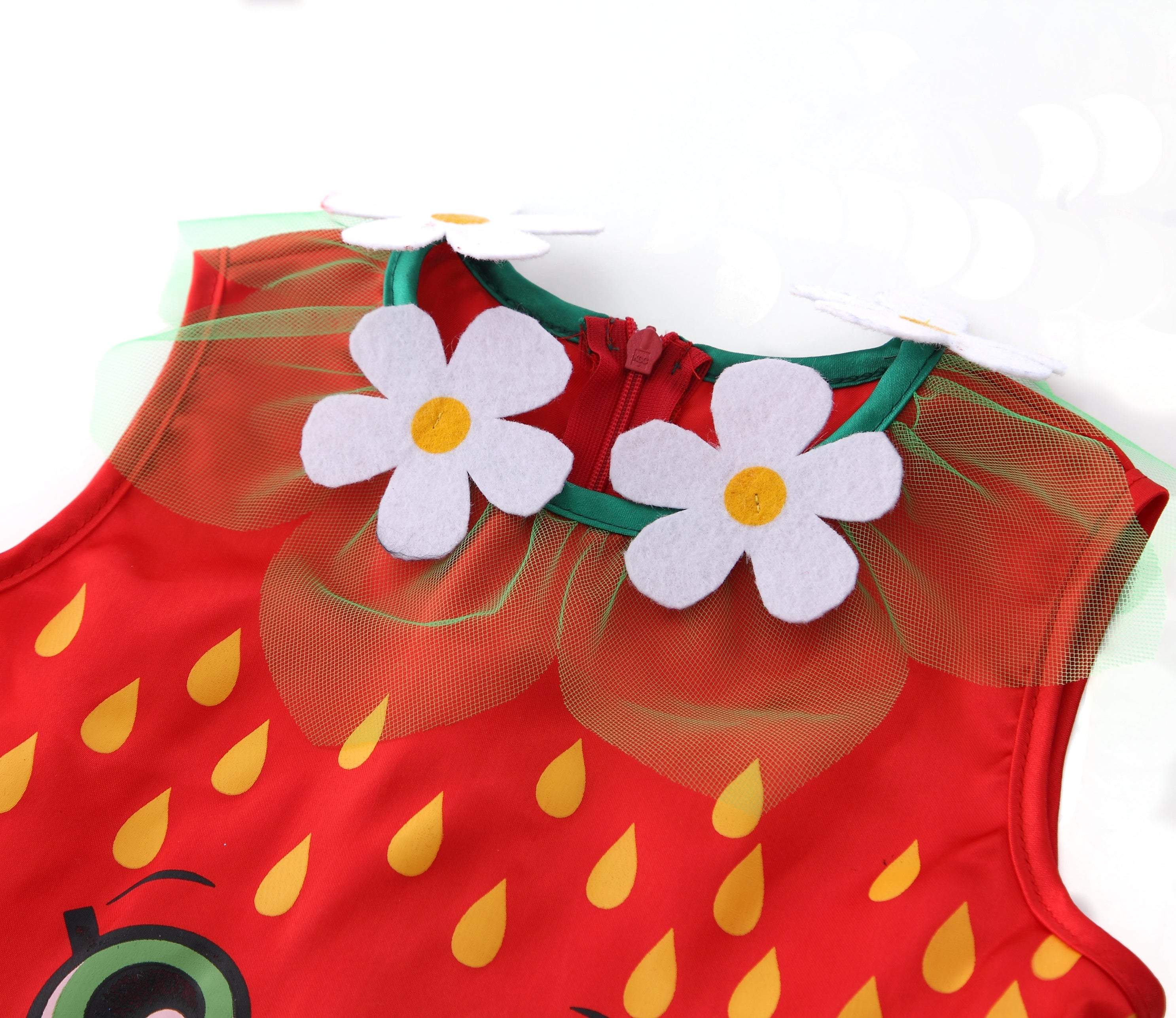 Red Shopkins Strawberry Dress Girls Costume Halloween Children's Day