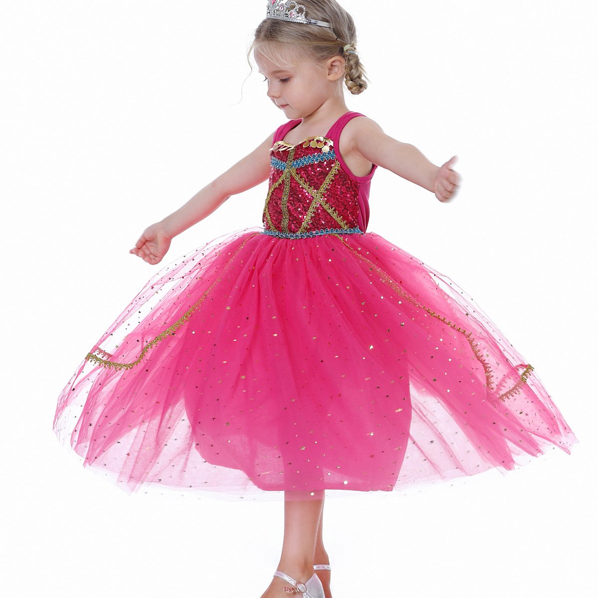 Aladdin Princess Cosplay Costume Dress Skirt Jasmine Birthday Halloween Party Mesh Outfit for Girls