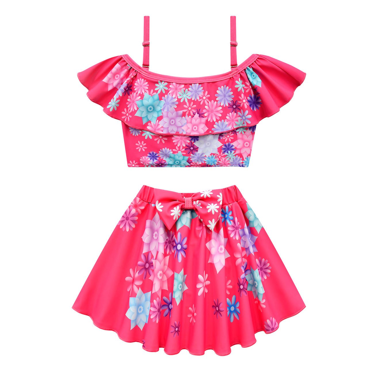 Encanto Isabela Swimsuits Girls Swimwear Ruffles Beach Surf Swimming Tankini Set