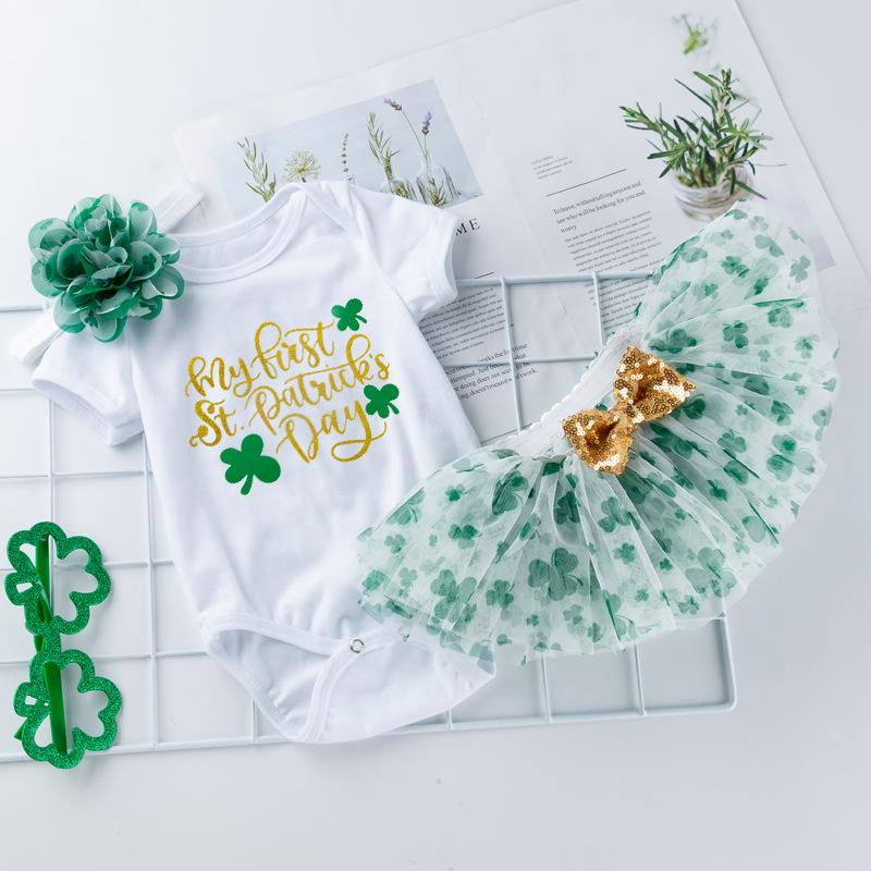 Toddler Baby Girl St. Patrick's Day Outfit Green Tutu Skirt Sets