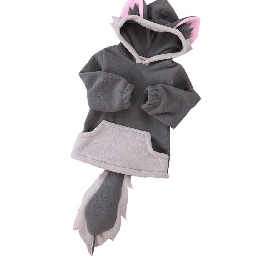 Kids Polar Fleece Animal Fox Cartoon Hooded Coat Jacket