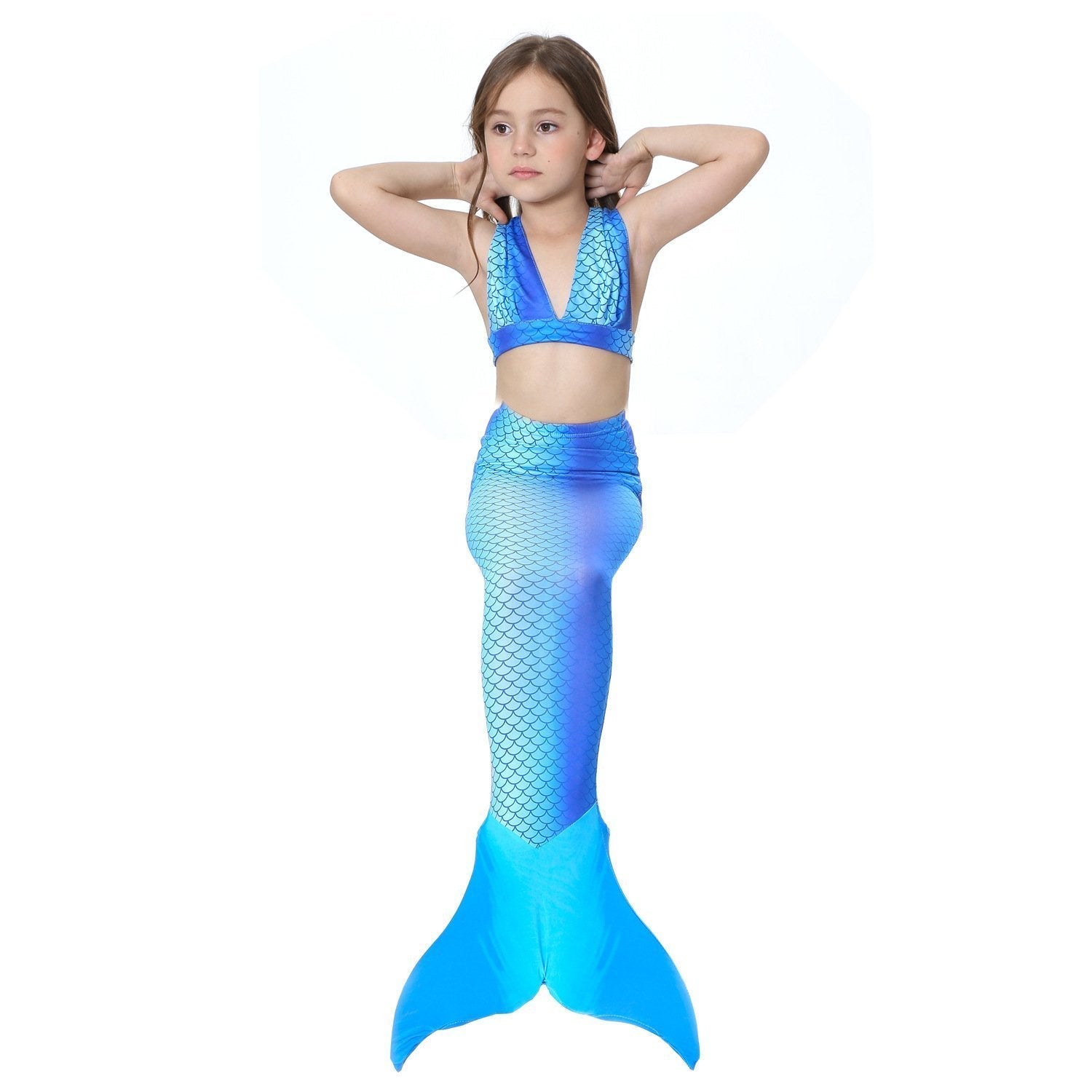 Girl Kids Mermaid Tail Swimwear Bikini Set Bathing Suit Fancy Costume