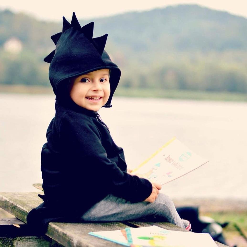 Children Spring Dinosaur Style Zipper Hooded Coat Jacket