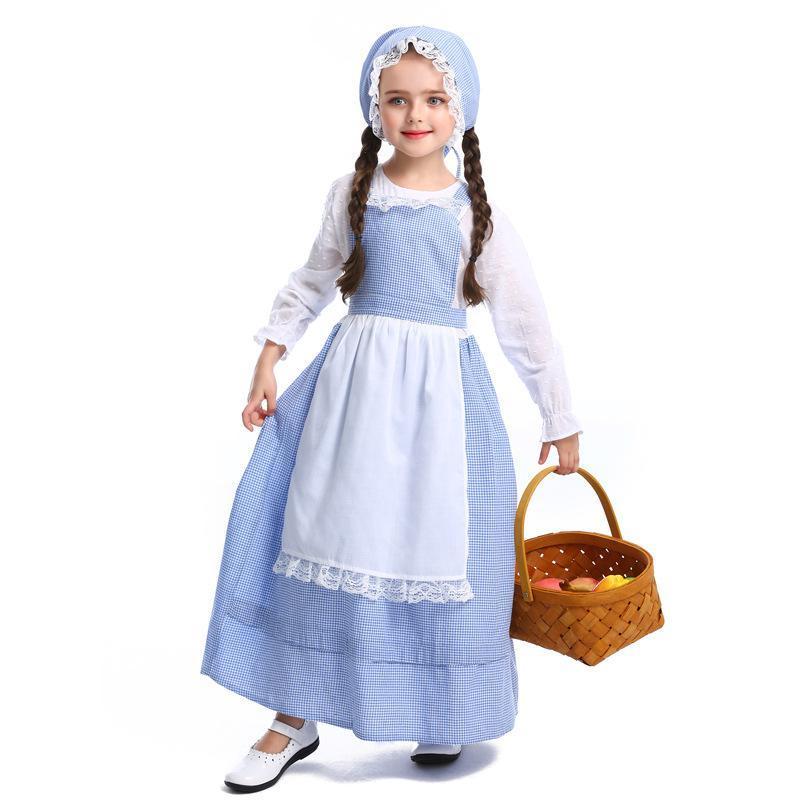 Alice Lolita Maid for kids Blue Farm Florist girl dress kids Maid Cosplay Costume