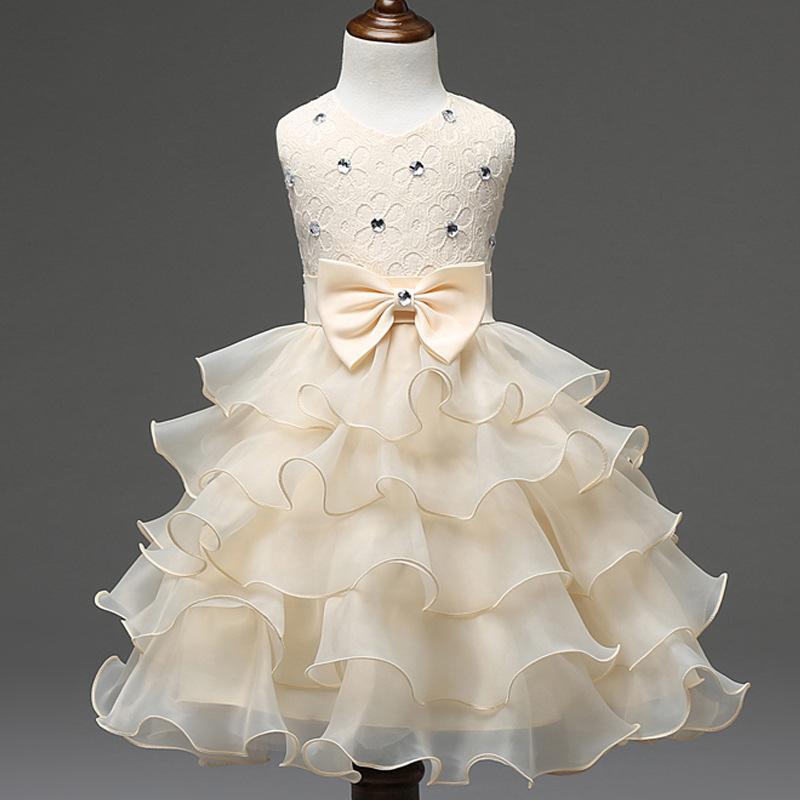 Kids Little Girls' Dress Solid Colored Flower Party Sequins Layered Sleeveless Princess Sweet Dresses