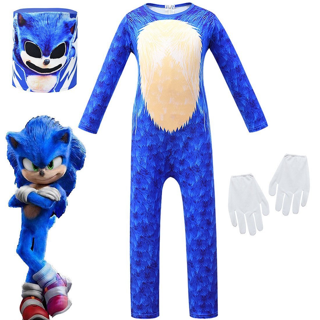 Kids Sonic The Hedgehog Sonic Cosplay Zentai Suit Costume Children Jumpsuit Bodysuit Outfits