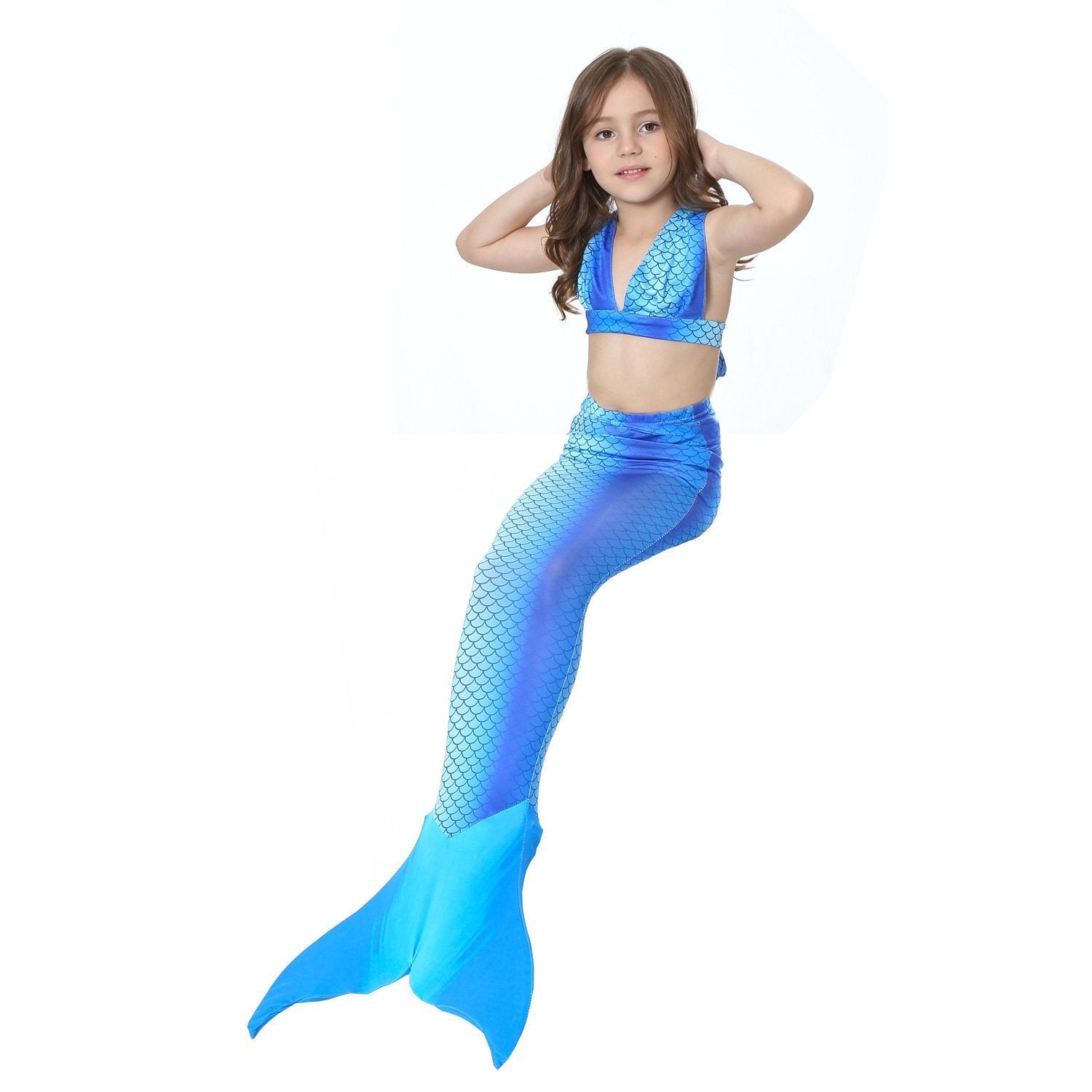 Girl Kids Mermaid Tail Swimwear Bikini Set Bathing Suit Fancy Costume