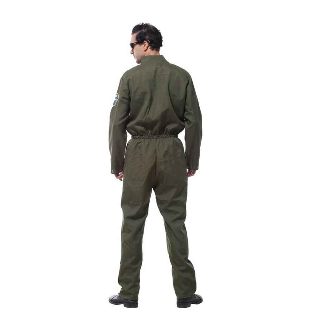 Mens Top Gun Jumpsuit Costume Adult Flight Suit Pilot Aviator Uniform