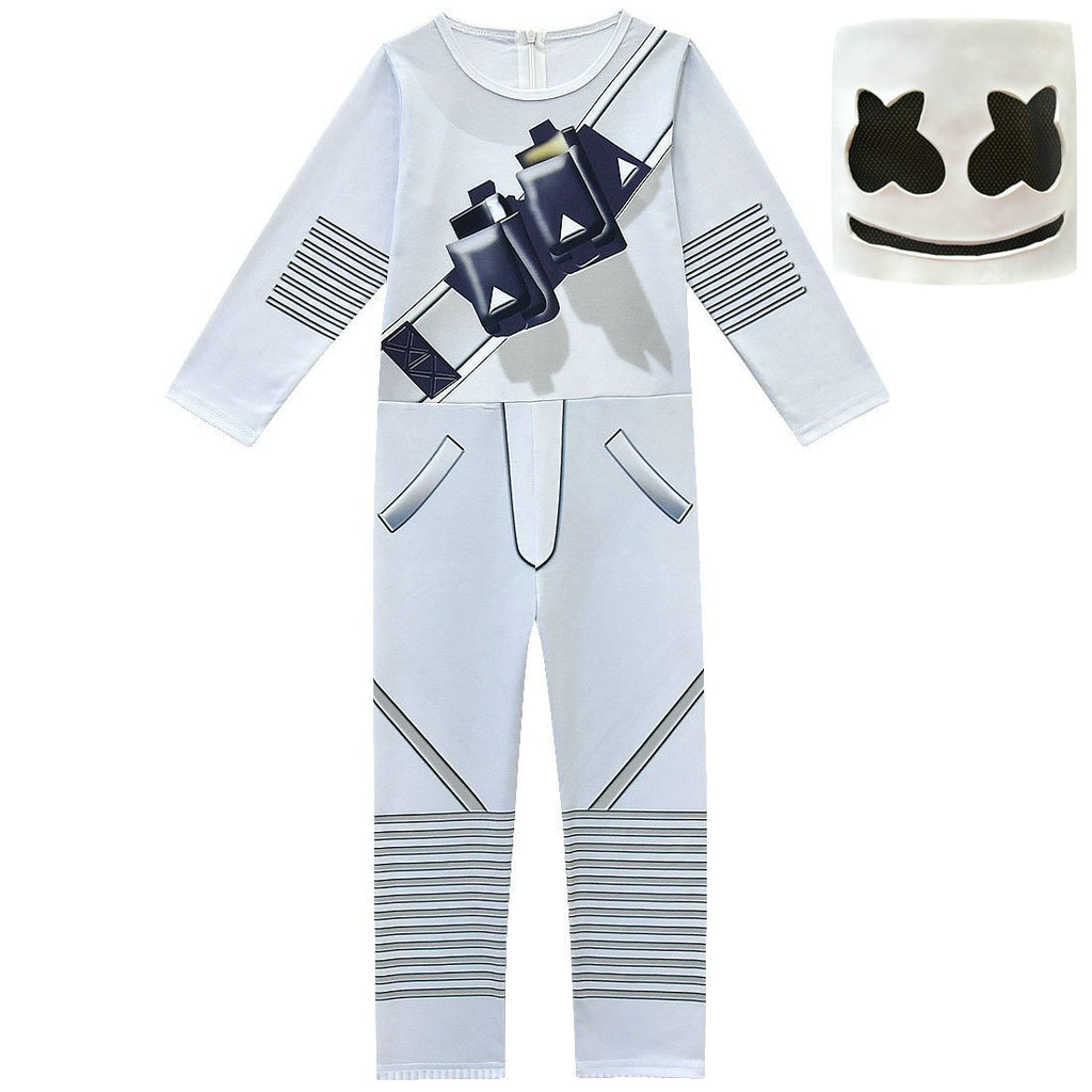 DJ Marshmello Chris Comstock Cosplay Costume Jumpsuit for Kids Gift