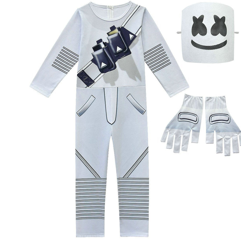 DJ Marshmello Chris Comstock Cosplay Costume Jumpsuit for Kids Gift