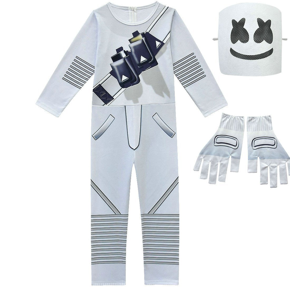 DJ Marshmello Chris Comstock Cosplay Costume Jumpsuit for Kids Gift