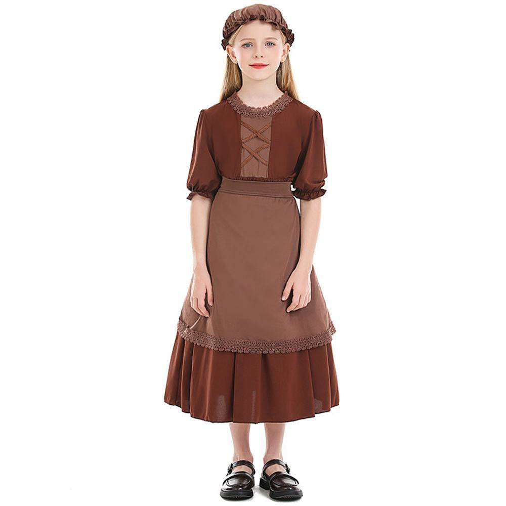 Brown wolf granny maid cosplay costumes colony girl dress for Kids
