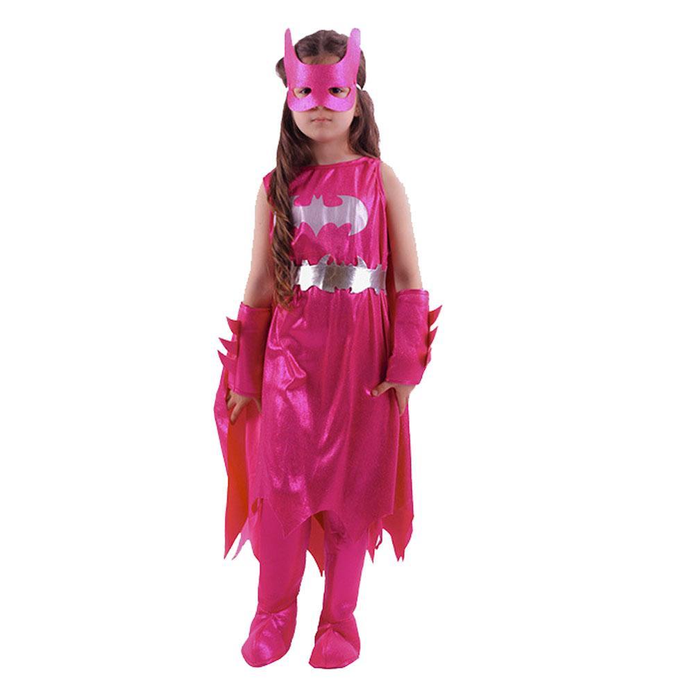 Girl's Deluxe Pink Batgirl Cosplay Costume Halloween Fancy Dress Up Outfit for Child