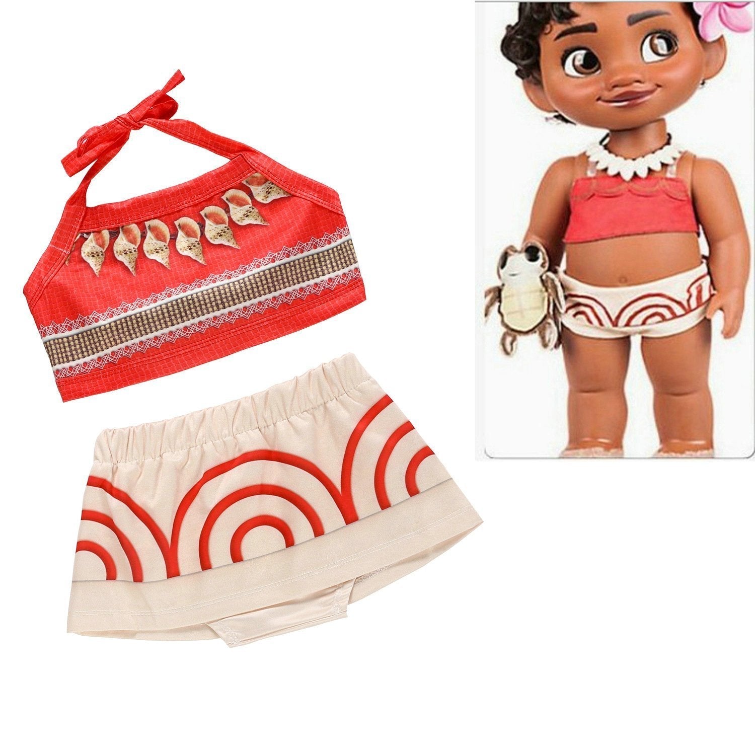 Kids Day Moana Halter Sling Apron Dress Pants Set for Toddler and Girl
