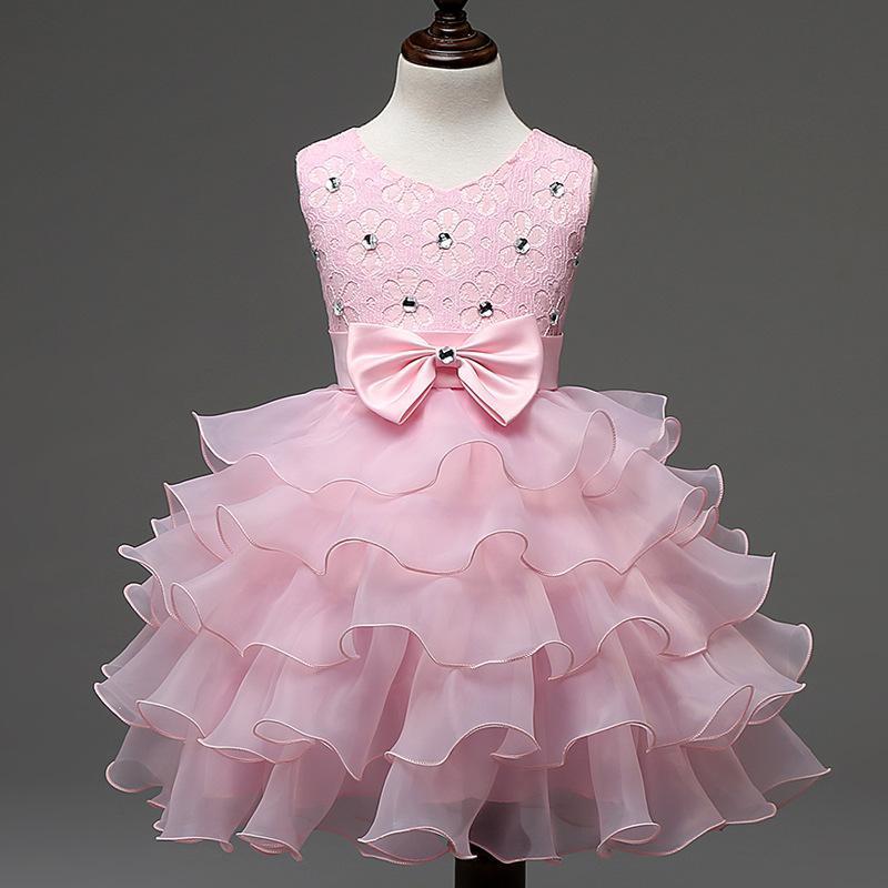 Kids Little Girls' Dress Solid Colored Flower Party Sequins Layered Sleeveless Princess Sweet Dresses
