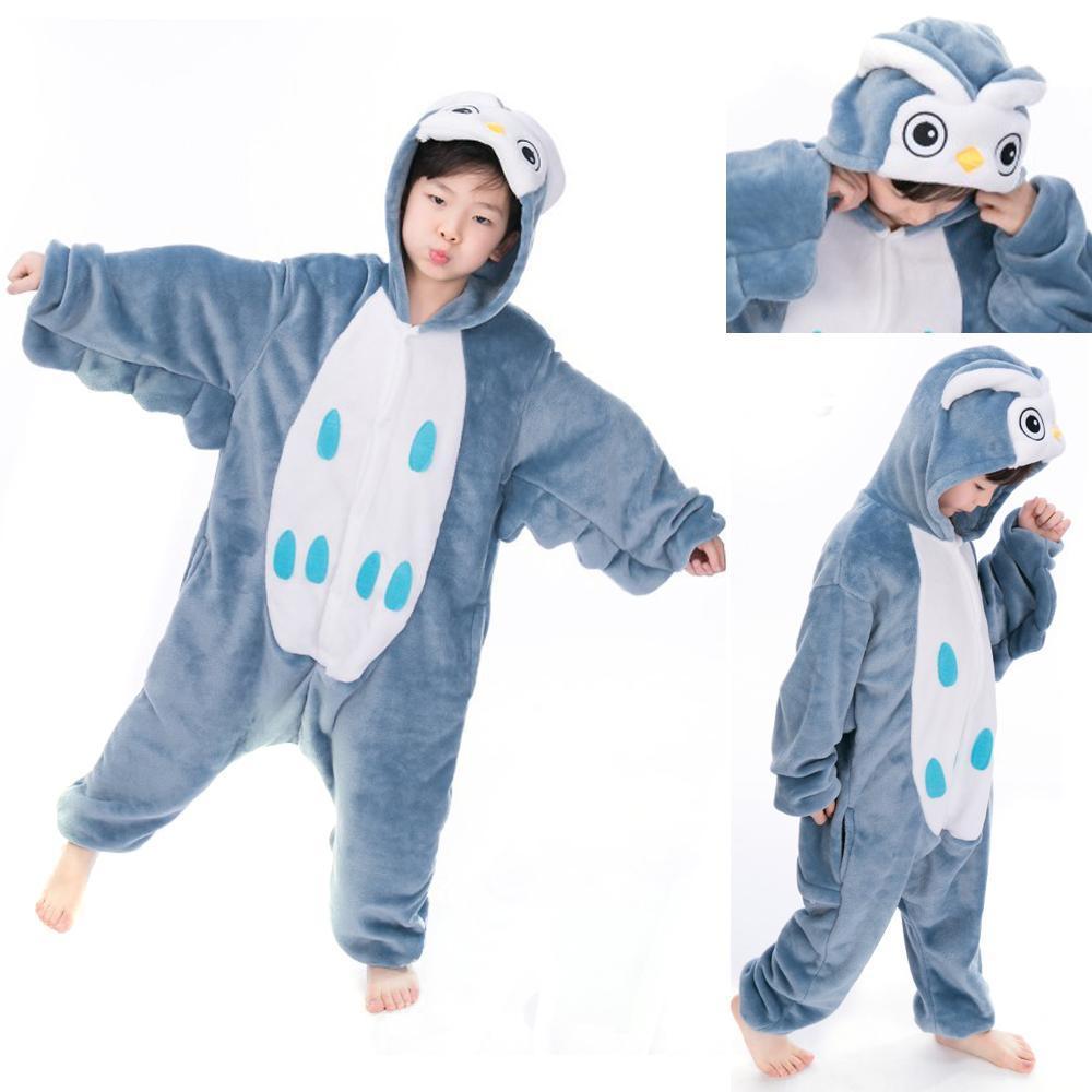 Owl Animals Costume Sleepwear Winter Kigurumi Onesies Kids