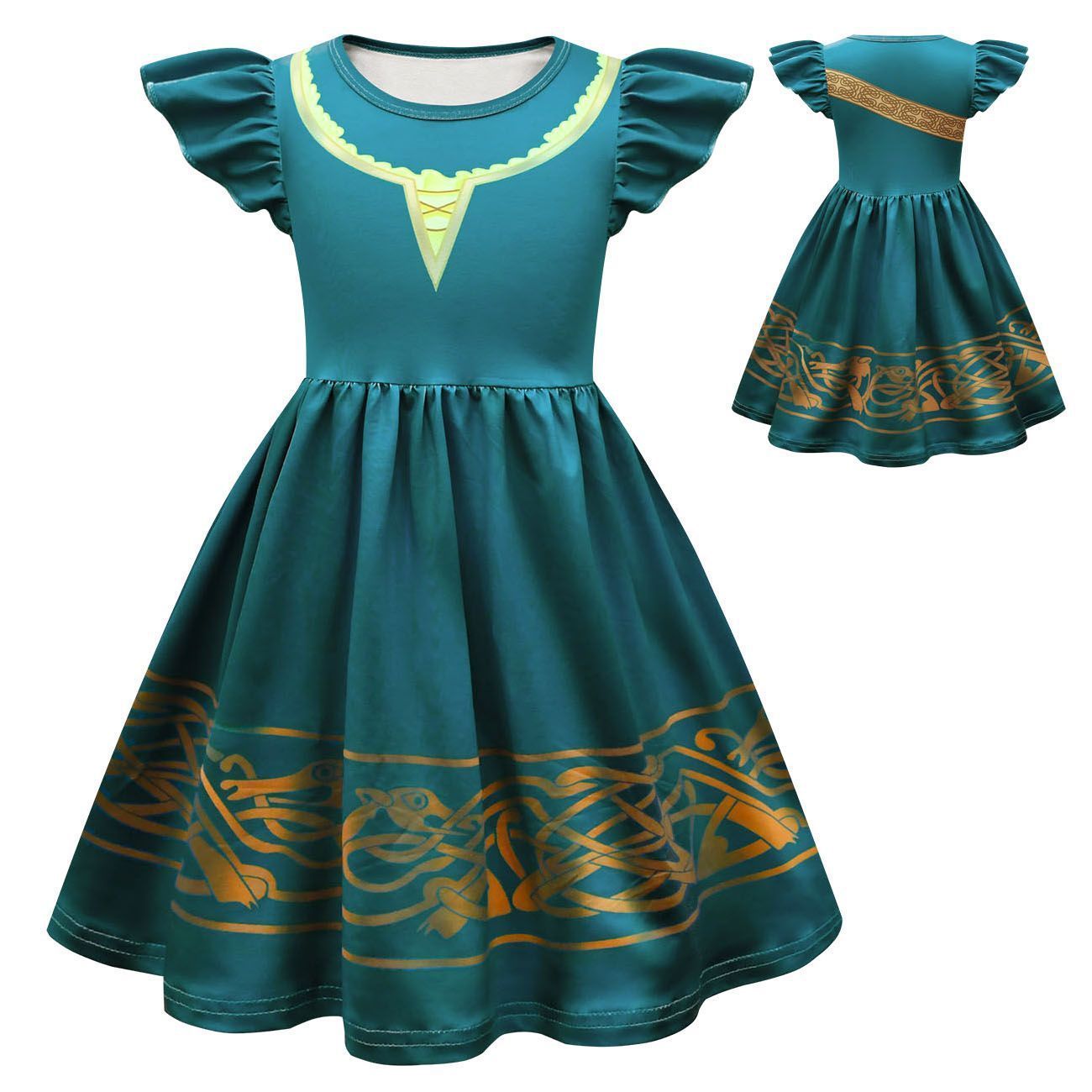 Brave Costumes Merida Princess Dresses Cartoon Halloween Party Outfit Dress Up For Girls