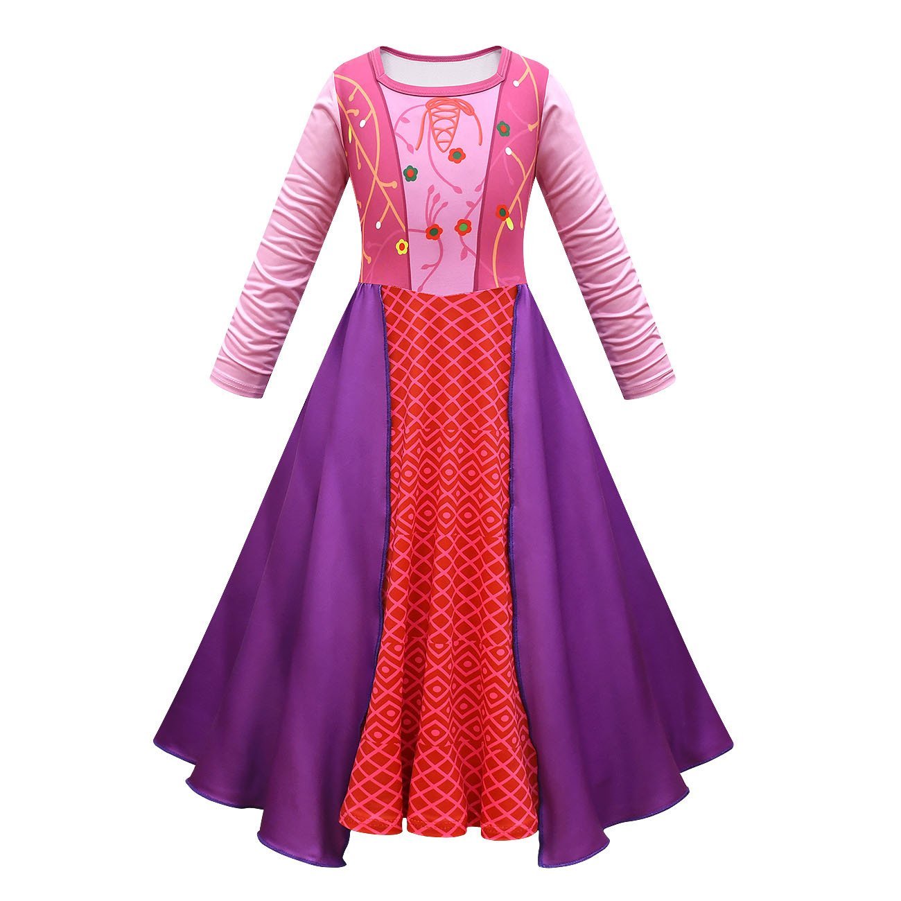 Girls' Hocus Pocus Sarah Sanderson Cosplay Costumes long dress cape Halloween Outfit For Kids