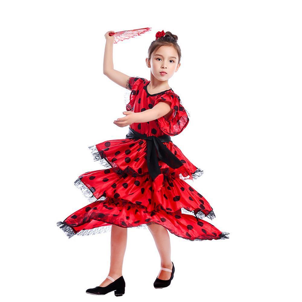 Spanish Senorita Costume Traditional Flamenco Dancer Dress Party Fancy Dresses for Girls