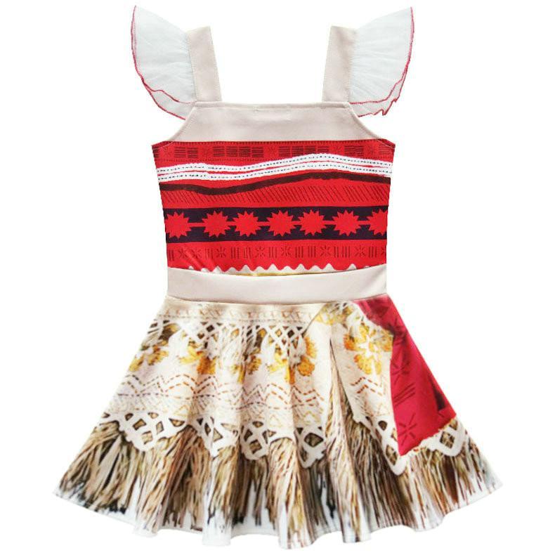 Moana Cosplay Costume Ruffled Sling Dress for Toddler Girls