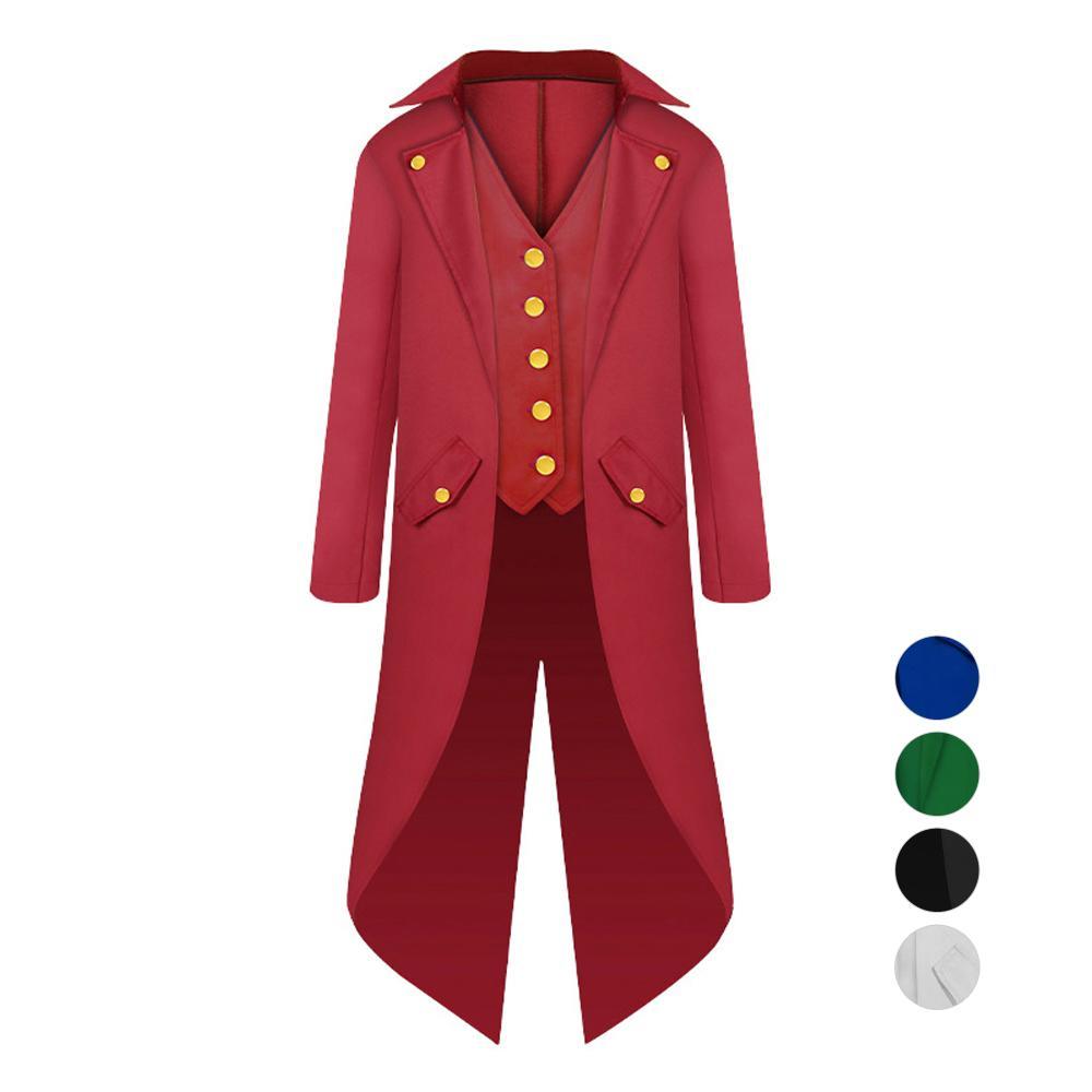 Vampire Gothic Jackets Vintage Halloween Costumes Medieval Steampunk Tailcoat Coat for kids