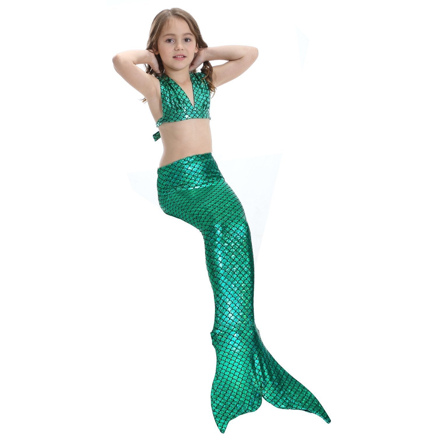 Girl Kids Mermaid Tail Swimwear Bikini Set Bathing Suit Fancy Costume