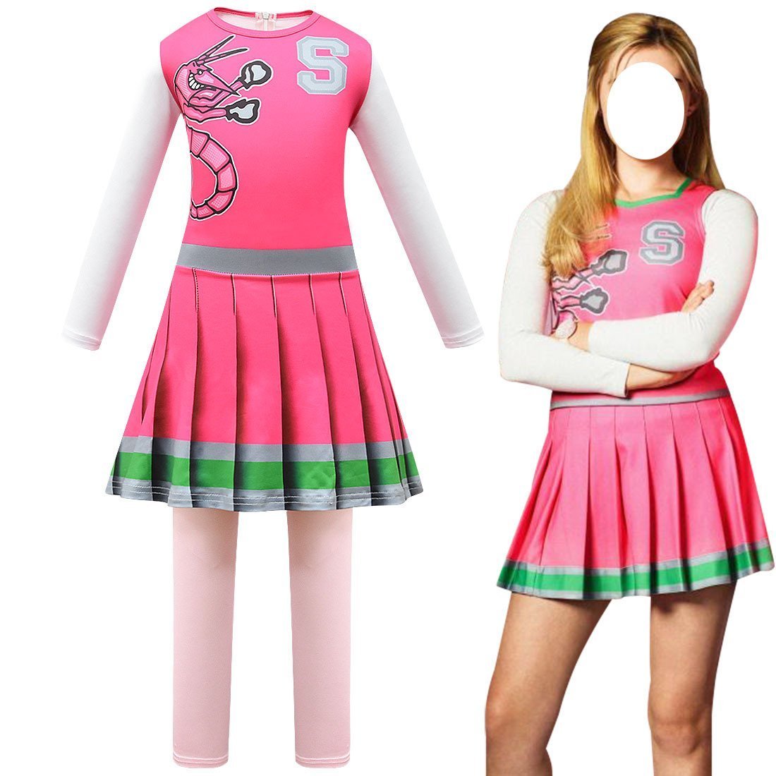 Kids Zombies 2 red dress Girls Addison Cheer Camp Fancy Dress Costume Cosplay for Girls