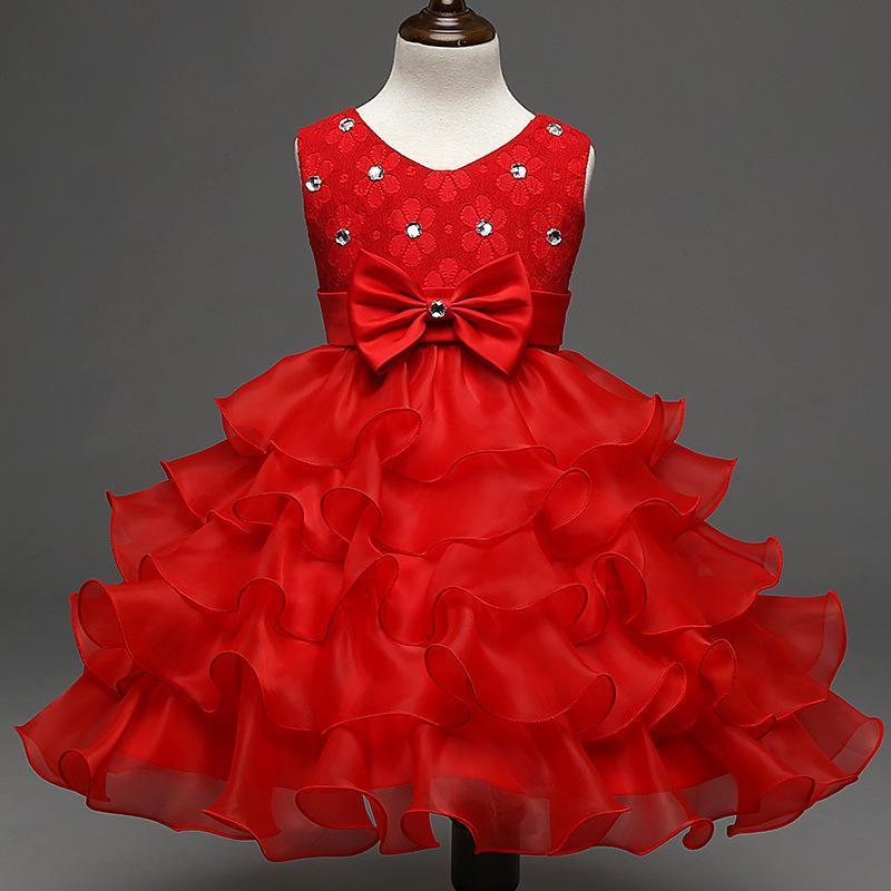 Kids Little Girls' Dress Solid Colored Flower Party Sequins Layered Sleeveless Princess Sweet Dresses