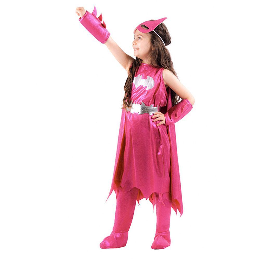 Girl's Deluxe Pink Batgirl Cosplay Costume Halloween Fancy Dress Up Outfit for Child