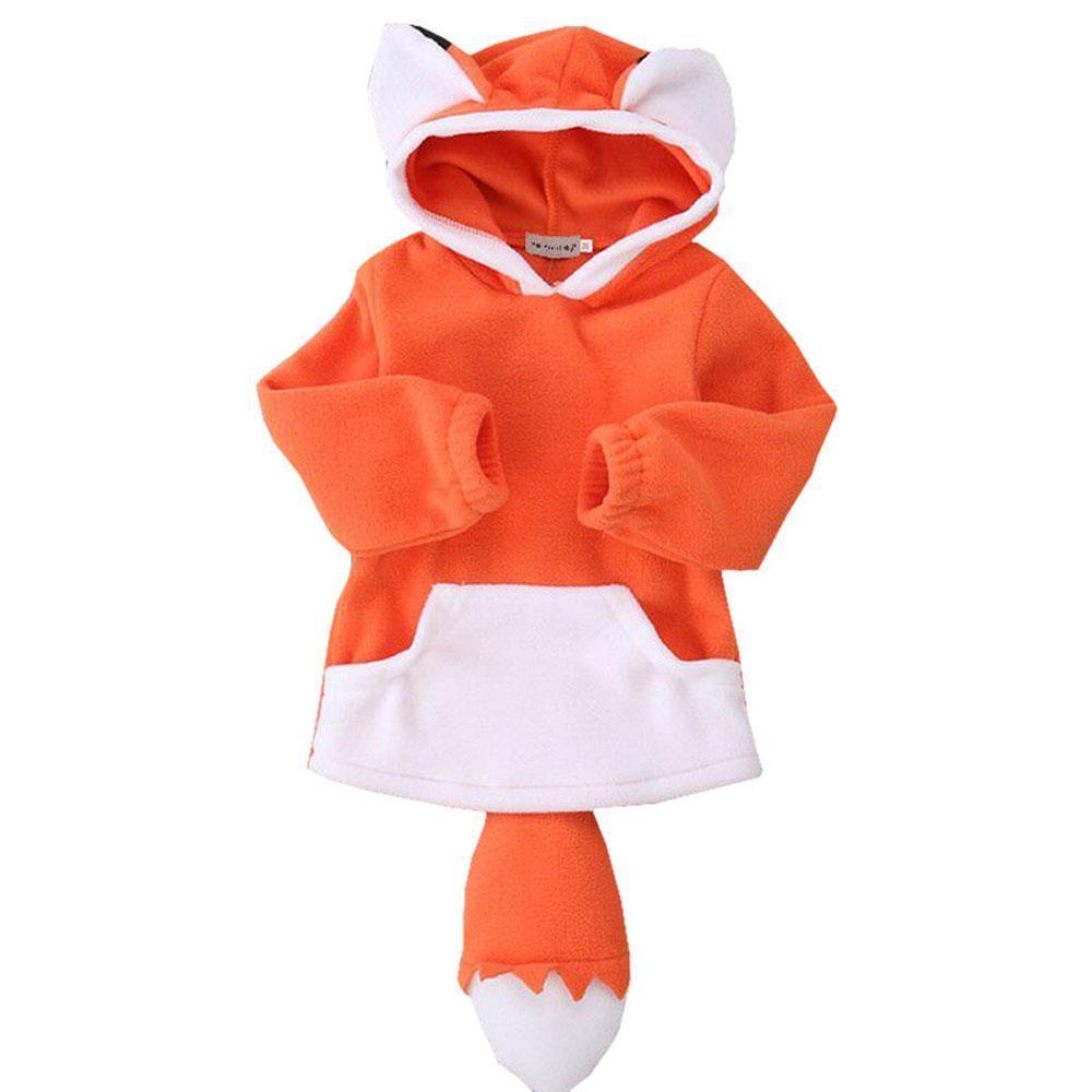 Kids Polar Fleece Animal Fox Cartoon Hooded Coat Jacket