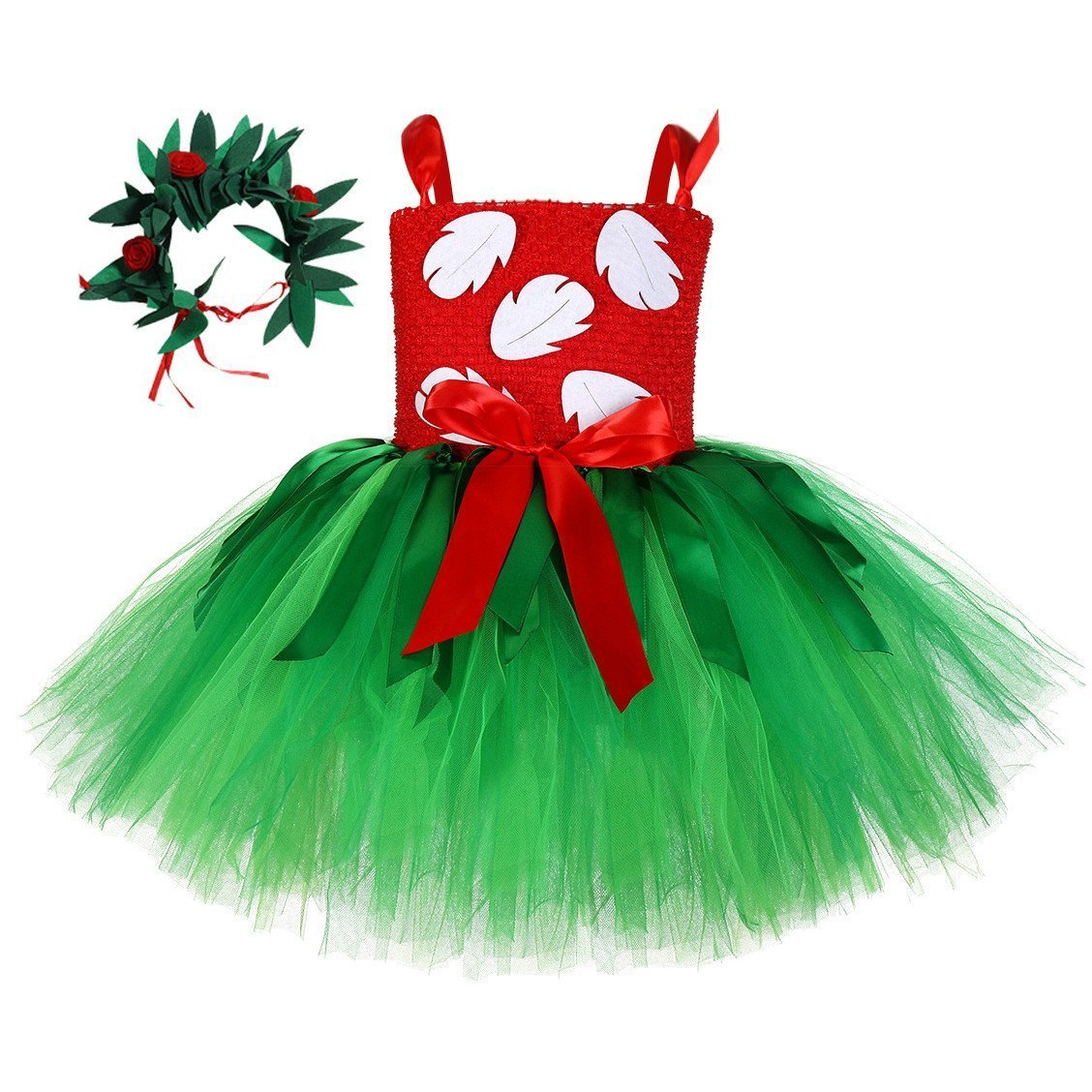 Girls Tutu Dreams Hawaii Lilo Costume Tropical Fern Leaf Headband