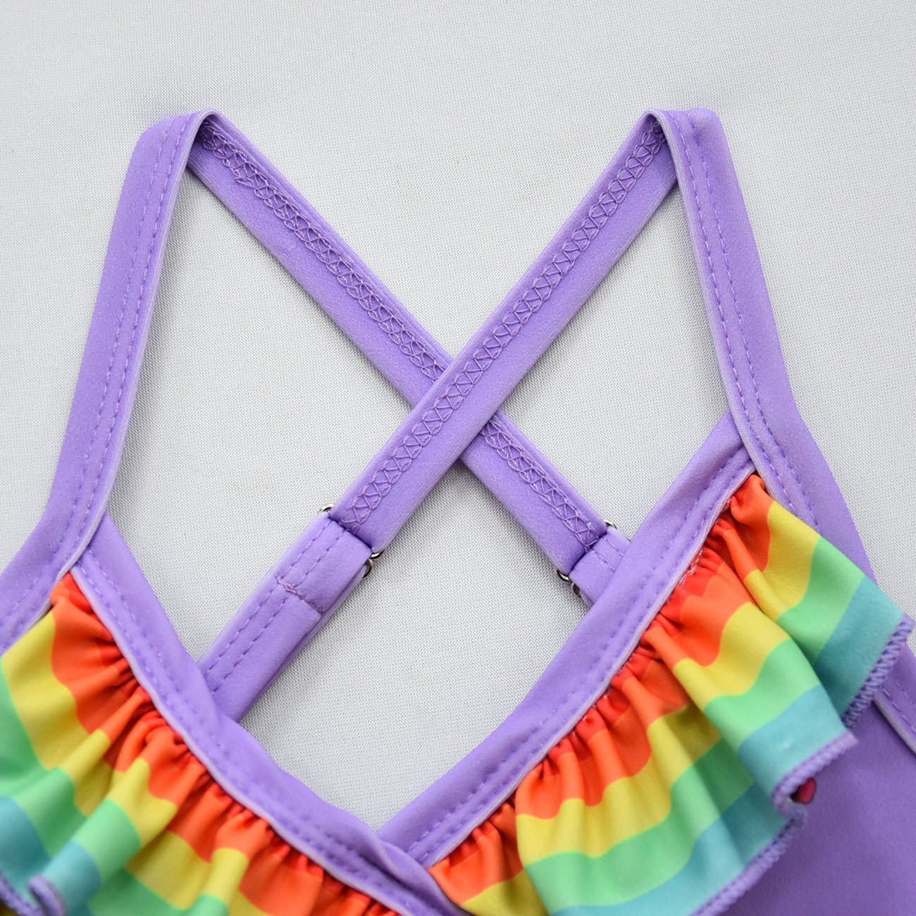 Girls One Piece Swimsuits unicorn Print Ruffle Swimwear Cross-strap sling Swimwear