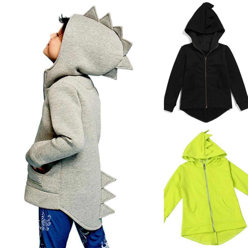Children Spring Dinosaur Style Zipper Hooded Coat Jacket
