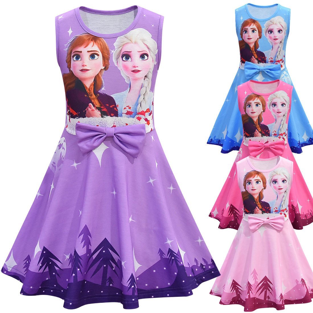 Anna Elsa 2 Cosplay Costume Kids Halloween Princess Dress Fancy Children Gowns dress Sleeveless dress