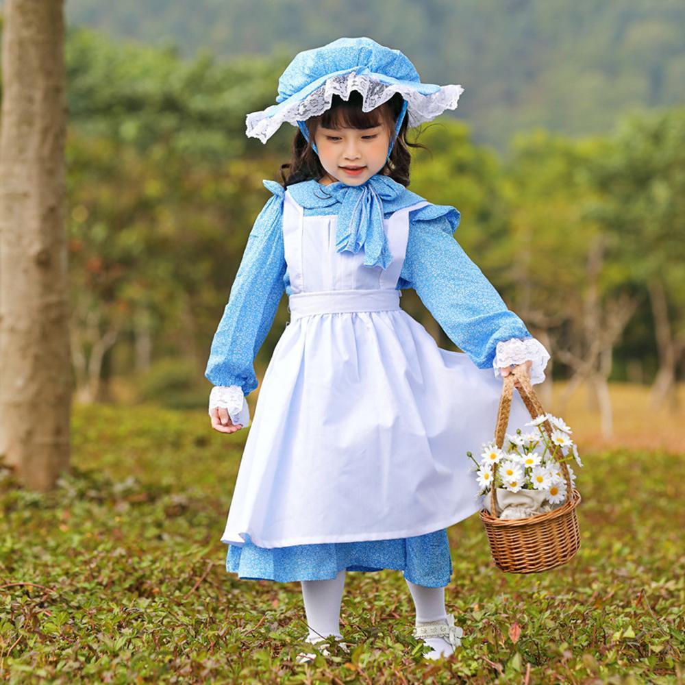 Light blue maid cosplay costumes dress for mom and me
