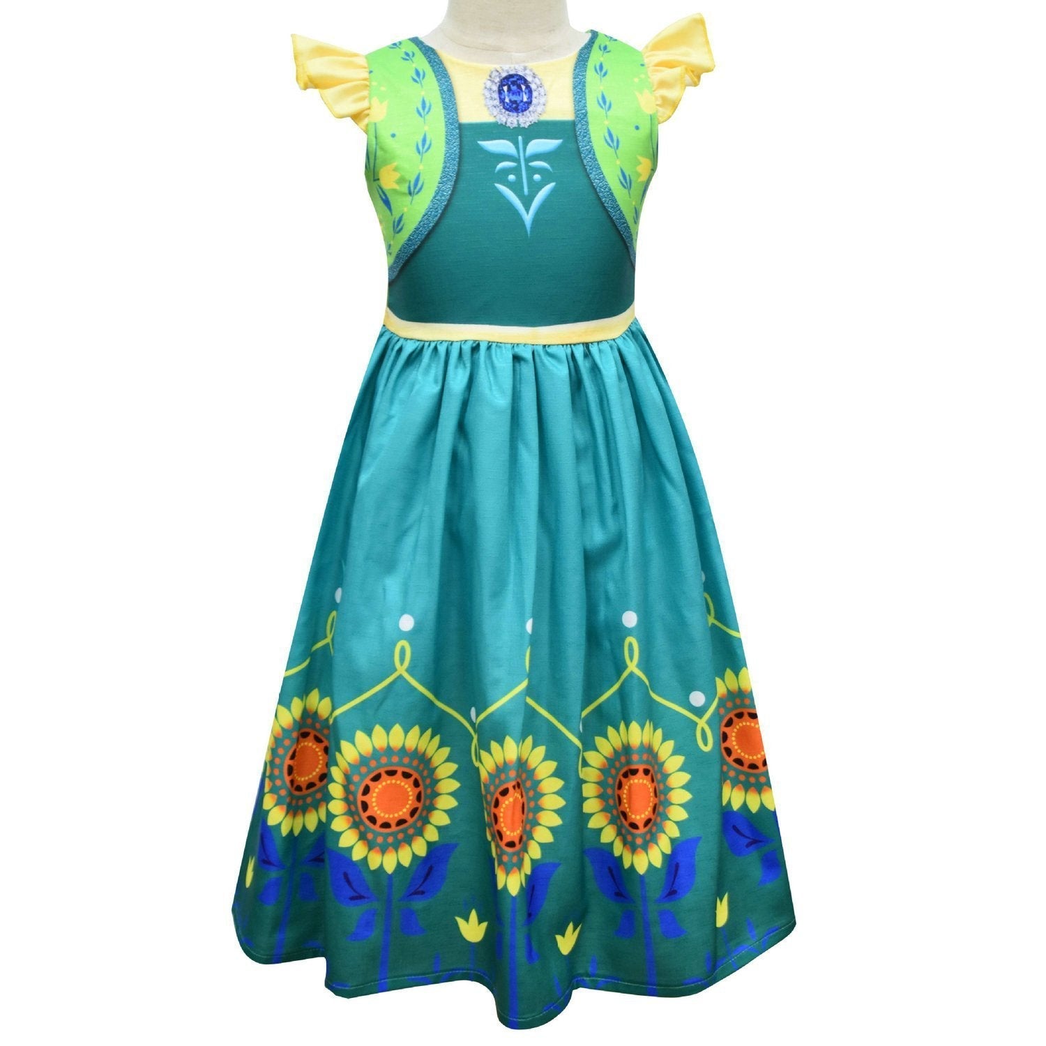 Frozen Anna Cosplay Sleeveless Pleated Dress for Kids